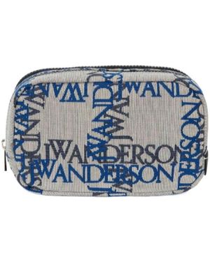 JW Anderson Jw Anderson Double Zipped Logo-Jacquard Pouch - Blue