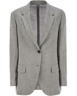Brunello Cucinelli Beaded Detailed Jacket - Grey