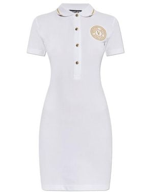 Versace Jeans Couture Couture Logo Embroidered Polo Dress - White