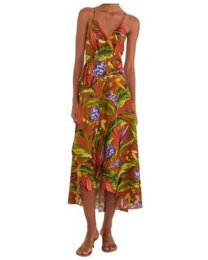 FARM Rio Floral-Print Midi Dress - Brown