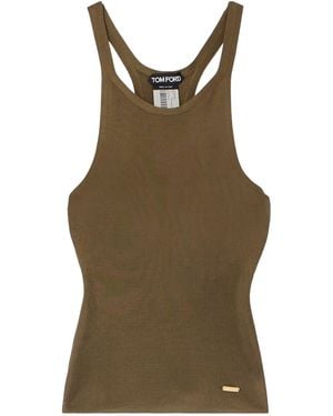 Tom Ford Logo-Plaque Knitted Top - Green