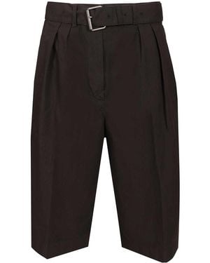 Dries Van Noten Peaches Pleated Bermuda Pants - Black