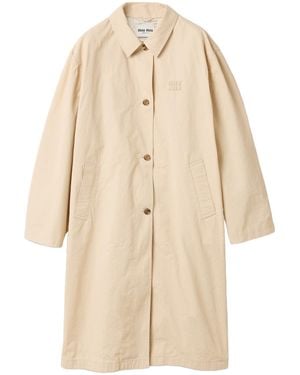Miu Miu Old Gabardine Single-Breasted Trench Coat - Natural