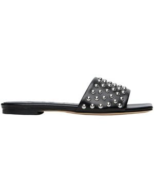 Aeyde Anna Studded Leather Slippers - White