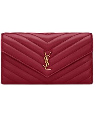 Saint Laurent Cassandre Large Flap Wallet - Red