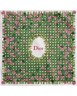 Dior Iviera Cannage Garden 90 Square Scarf - Green