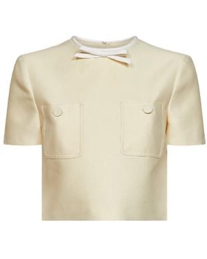 Self-Portrait Taffeta Top - Natural