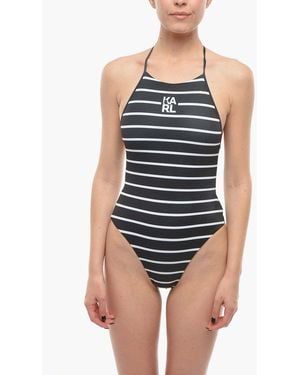 KARL LAGERFELD Striped One-Piece Swimsuit - Blue