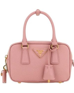 Prada Triangle-Logo Zipped Tote Bag - Pink