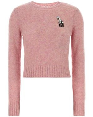 Loewe Futuristic Cat Embroidered Sweater - Pink