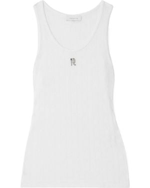 Rabanne Logo-Plaque Sleeveless Tank Top - White