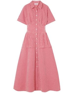 Rosie Assoulin Gingham Cotton-Seersucker Maxi Shirt Dress - Pink