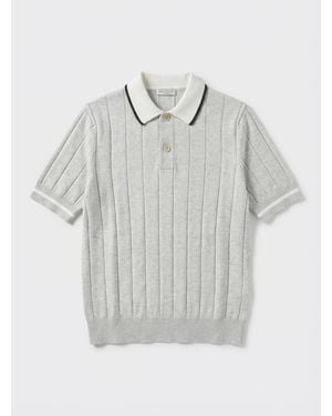Brunello Cucinelli Short-Sleeved Knitted Polo Shirt - Grey