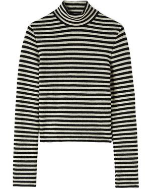 Jil Sander Striped High-Neck Top - Black