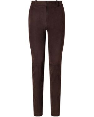 JOSEPH Slim-Fit Straight Suede Trousers - Brown
