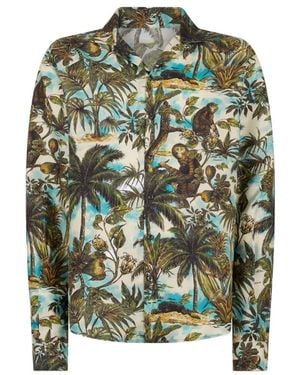 DSquared² Monkey Printed Notch Collar Shirt - Green