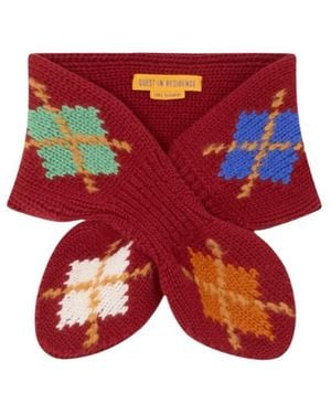 Guest In Residence Diamond-Patterned Bow Scarf - Red