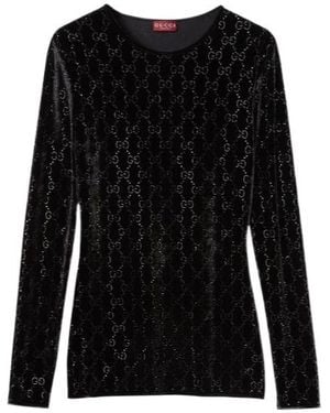 Gucci Gg Crystal Embroidered T-Shirt - Black