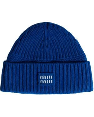 Miu Miu Wool And Cashmere Beanie - Blue