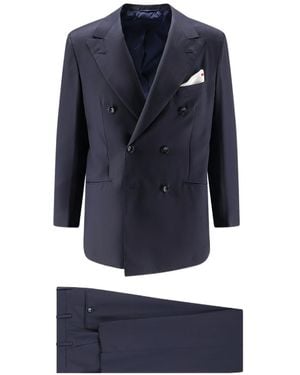 Kiton Double-Breasted Peak-Lapel Suit - Blue