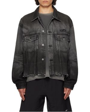 we11done Sprayed Sporty Selldone Denim Jacket - Gray