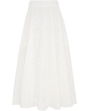 Zimmermann Crush Embroidered Midi Skirt - White