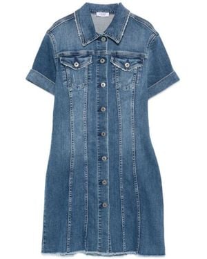 Liu Jo Frayed Denim Midi Dress - Blue