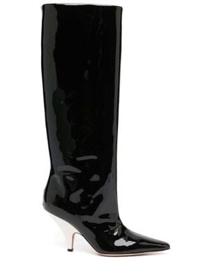 Bally Katy 85 Leather Boots - Women's - Calf Leather/patent Calf Leather - Black