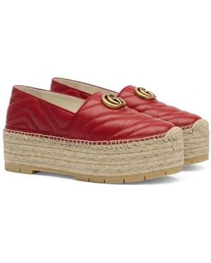 Gucci Gg Straw Platform Shoes - Grey