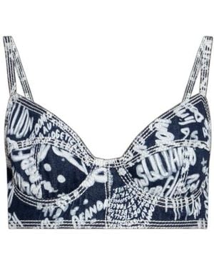 DSquared² Rebel Hibiscus Dark Flower Wash Tiki Bra - Blue
