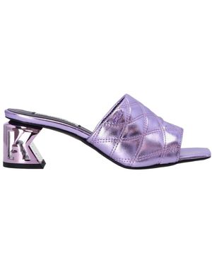 Karl Lagerfeld Square-Headed High-Heeled Sandals - Purple