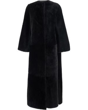 Yves Salomon Long-Sleeved Collared Coat - Black