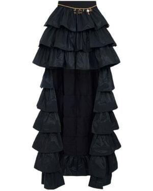Elisabetta Franchi Ruffled Asymmetrical Skirt - Black