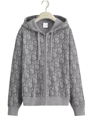 Dior Hooded Zipped Cardigan - Grey