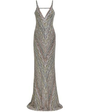 Missoni Sequin Plaid Knit Maxi Dress - Gray
