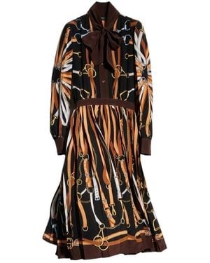 Gucci Printed Silk Chemisier Dress - Brown