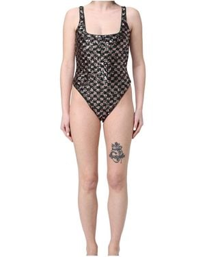 Oséree Oséree Sequined Checked Swimsuit - Grey