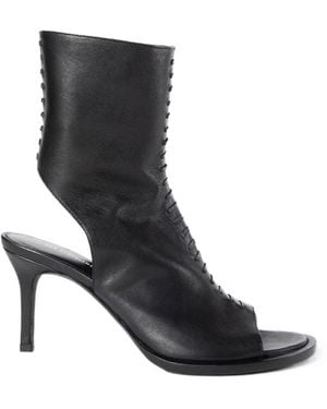 Ann Demeulemeester Elvy Open Toe Stitched Leather Court Shoes - Black