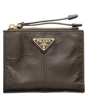 Prada Small Leather Wallet - Gray