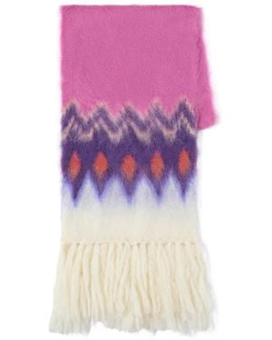 Isabel Marant Pattern Detailed Fringed Scarf - Pink