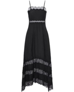 Ulla Johnson Coco Lace-Trimmed Silk Twill Midi Dress - Black