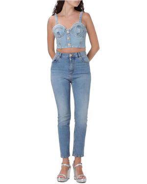 Balmain Logo-Patch Tapered Jeans - Blue