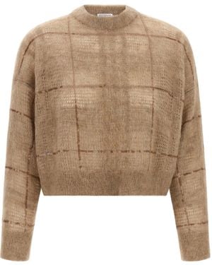 Brunello Cucinelli Sequin Check Jumper - Natural