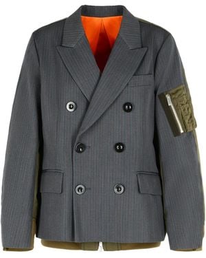 Sacai Double Breasted Blazer - Gray