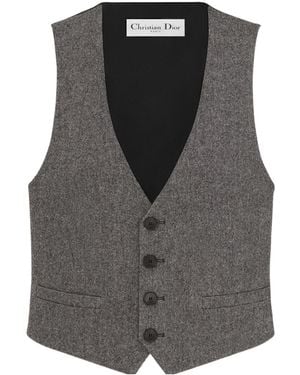 Dior Button Wool Vest - Grey
