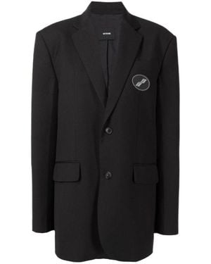 we11done Logo-Patch Long Sleeved Oversized Blazer - Black