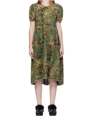 R13 Shredded Relaxed Double-Sided Dress - Green
