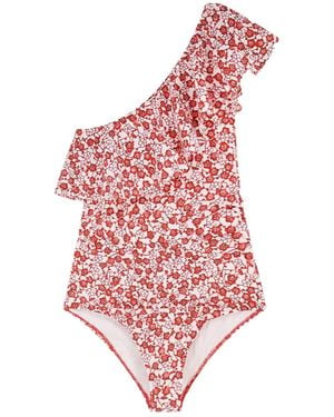 Isabel Marant One-Shoulder Cut-Out Swimsuit - Red
