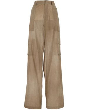 Ermanno Scervino Wide-Leg Cargo Trousers - Natural