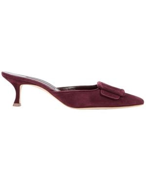 Manolo Blahnik Maysale 50 Suede Mules - Purple